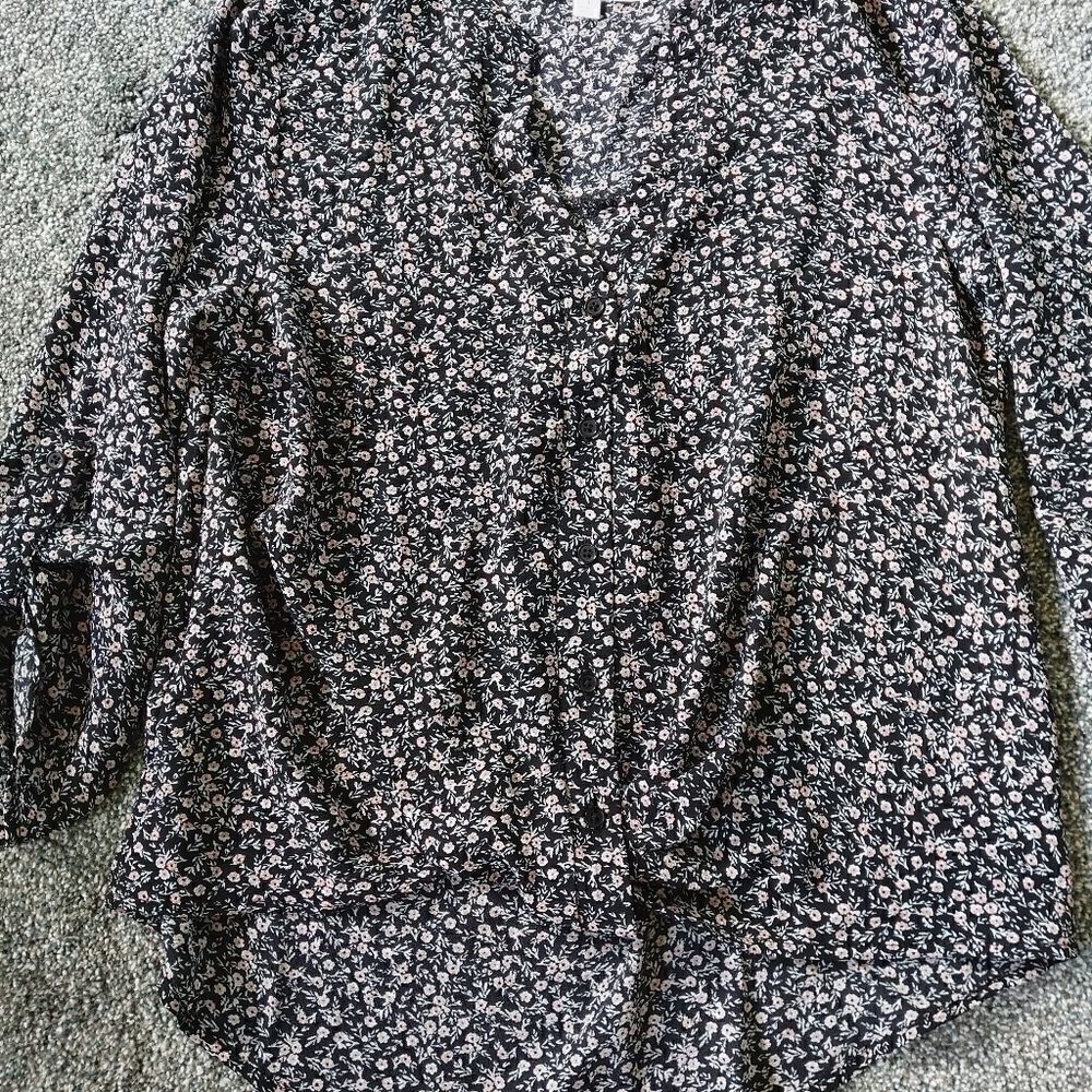 Hippie Rose Floral Hi-Low pullover Shirt Size S - Picture 3 of 6